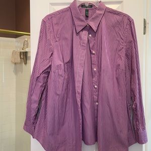 3x Ralph Lauren long sleeve purple n white shirt